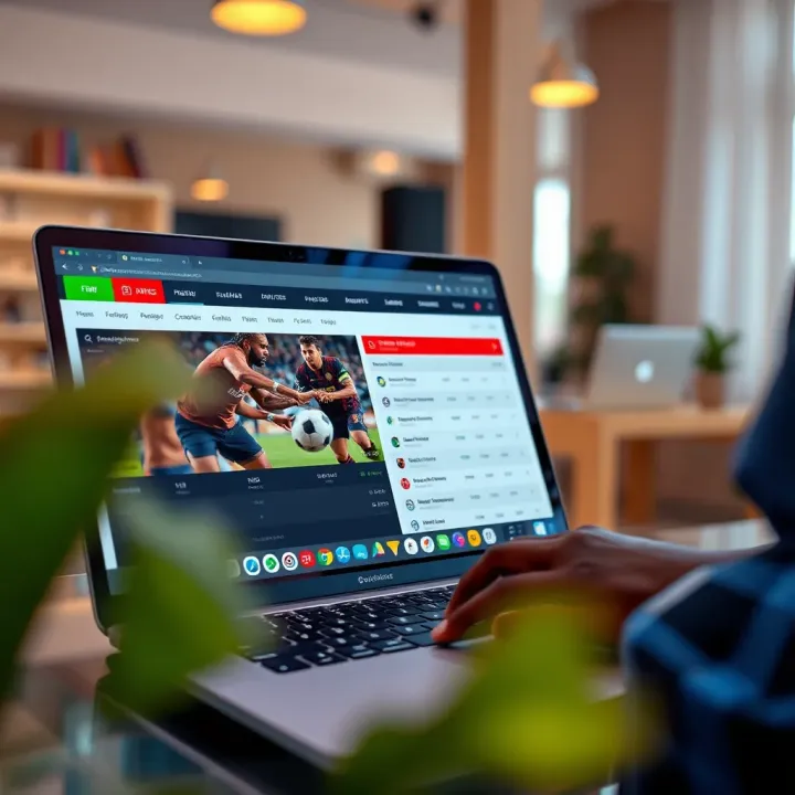 User browsing a trustworthy online sports betting platform on a laptop