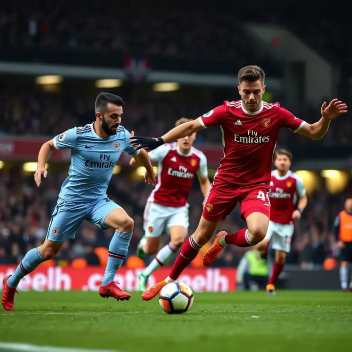 Premier League teams competing on a football pitch with dynamic tactical movements
