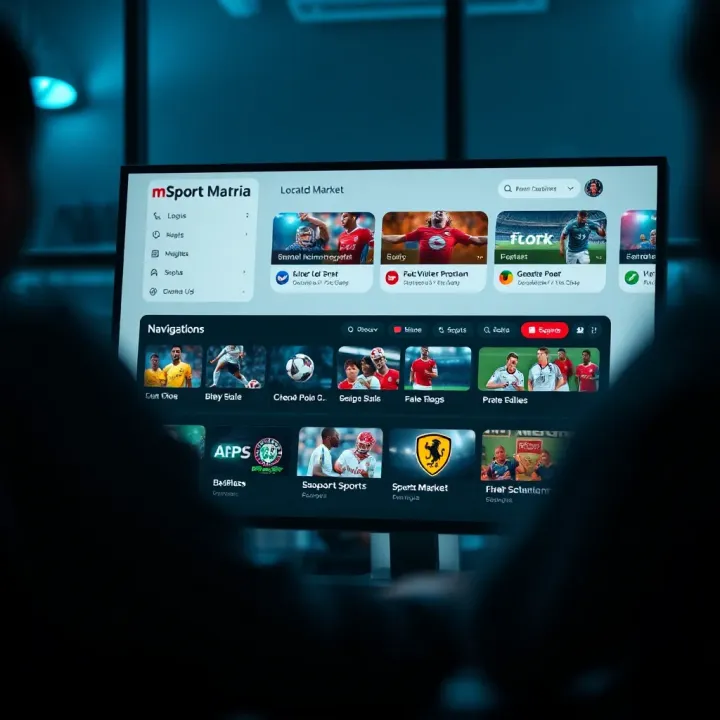 Dashboard view of mSport web app illustrating easy navigation and sports market selection tailored for Nigerian users
