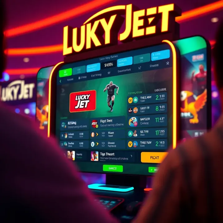 Illustration of the Lucky Jet game screen displaying betting options and dynamic gameplay elements