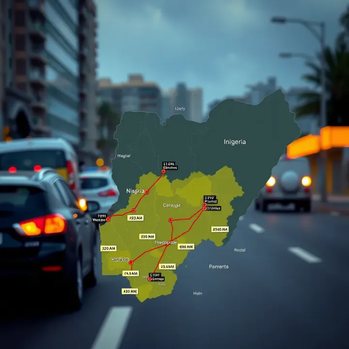 Application of MSport Crash Predictor in Nigeria's Transport Sector Map highlighting Nigeria's transport routes with crash risk levels indicated for safety improvement and insurance insights