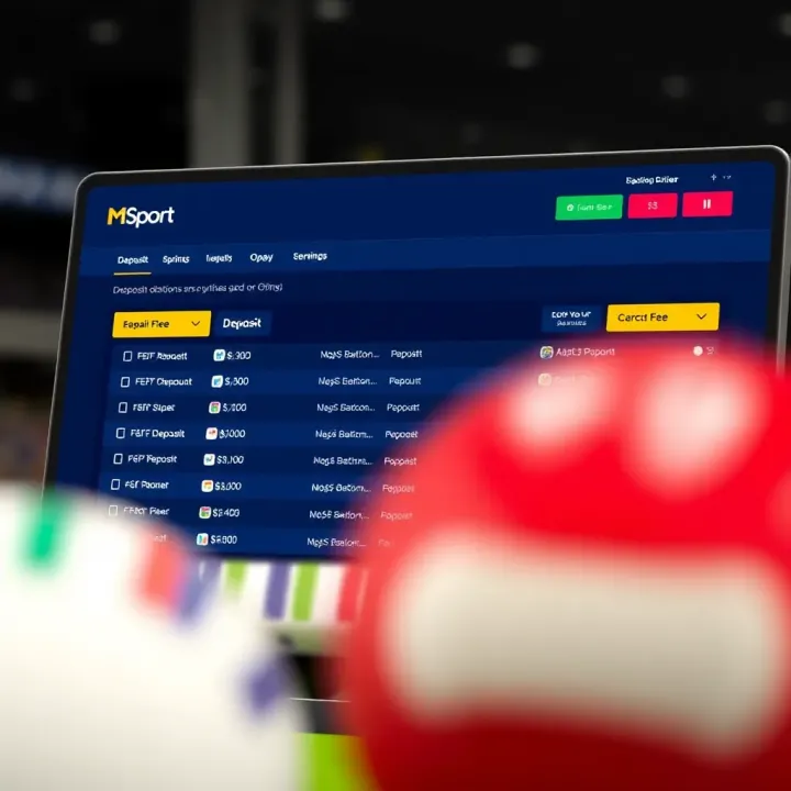 Screenshot of MSport account dashboard showing deposit options and fees on Opay platform