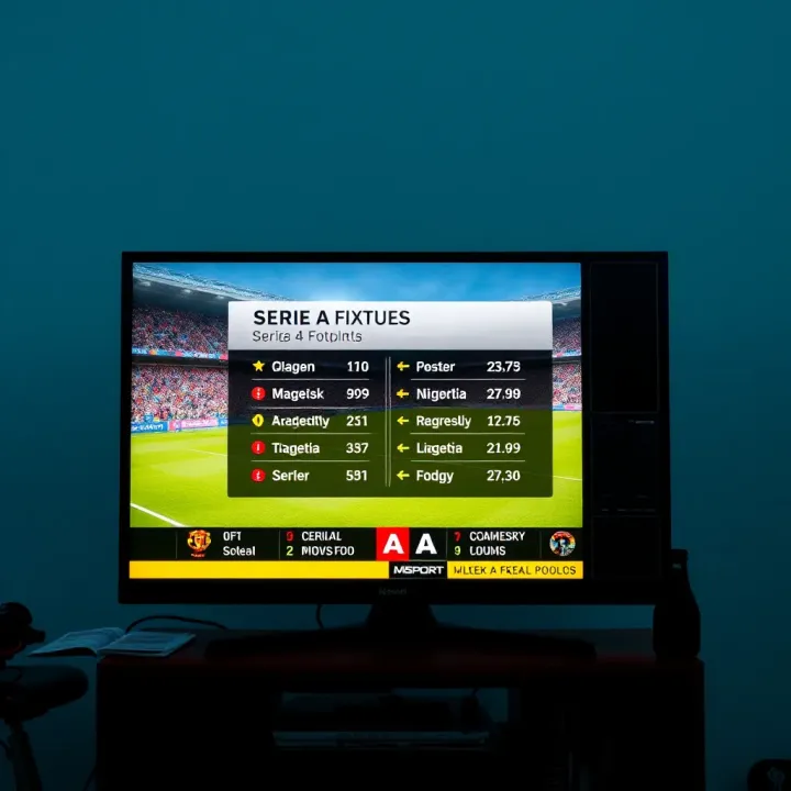 Television screen displaying Serie A football match broadcast