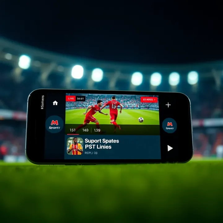 Mobile device displaying MSport Sports app interface with live football match updates