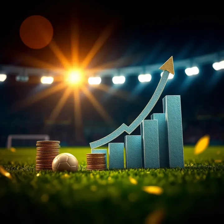 Concept of managing risks in football betting with a strategic plan and financial growth symbols