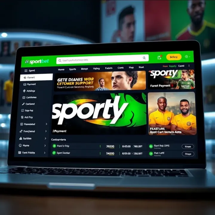 SportyBet interface with payment and customer support features