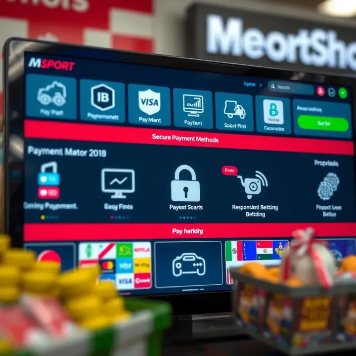 Illustration of secure payment methods and responsible betting icons on a digital sports betting interface