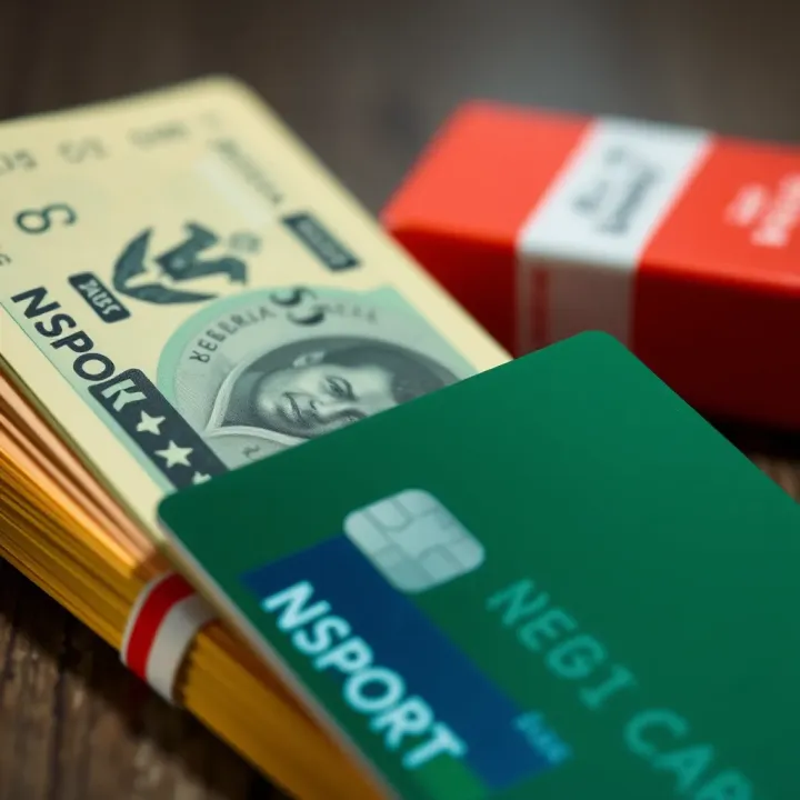 Close-up of Nigerian currency and a bank card ready for transaction