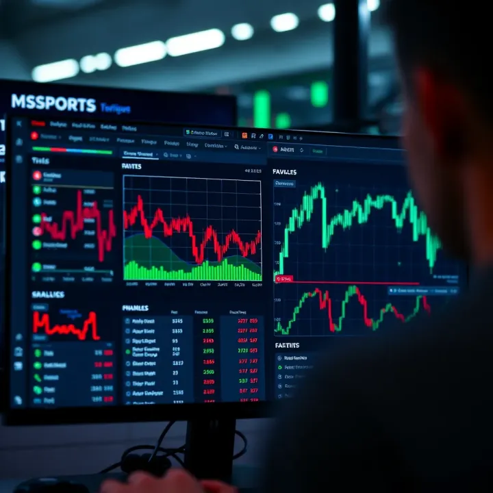 Illustration showing analysis of football betting tips on a digital screen with graphs and statistics