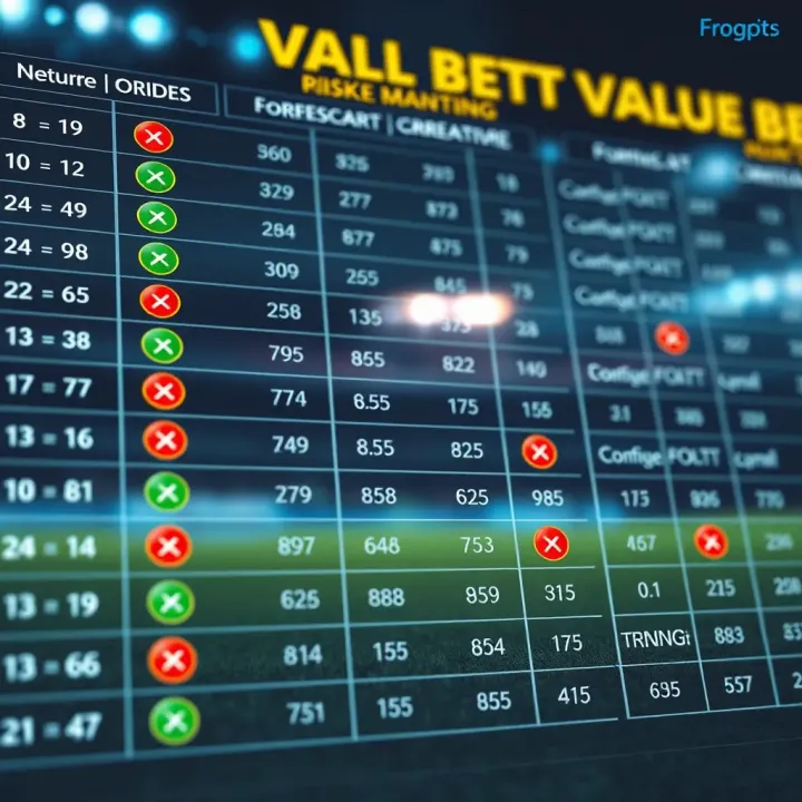 Betting odds chart highlighting value bets with risk management icons