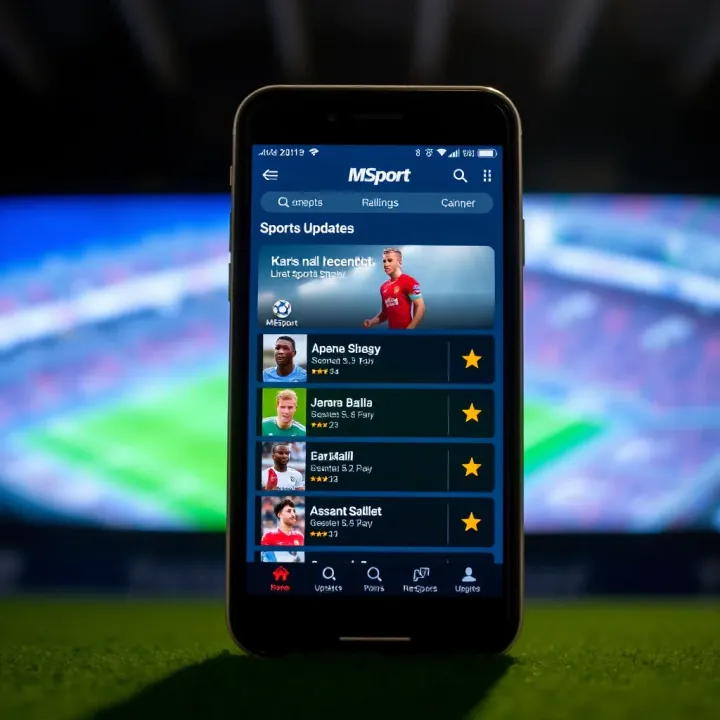 Mobile phone displaying live sports scores and updates from various games