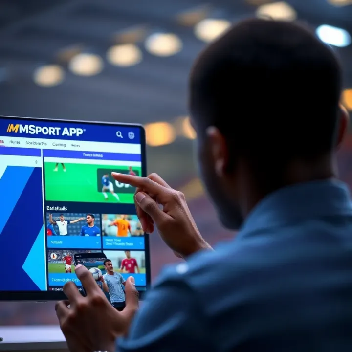 User interacting with the MSport app interface showing football and basketball news