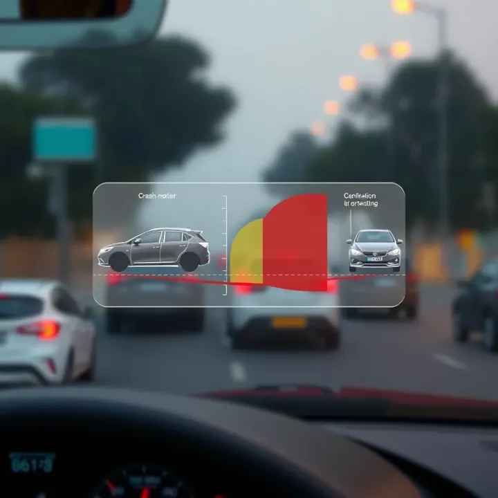 Diagram illustrating how MSport Crash Predictor analyzes vehicle and environmental data to estimate crash risk