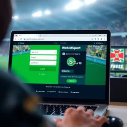 Screenshot of Web MSport login page displaying secure login fields and Nigerian localization